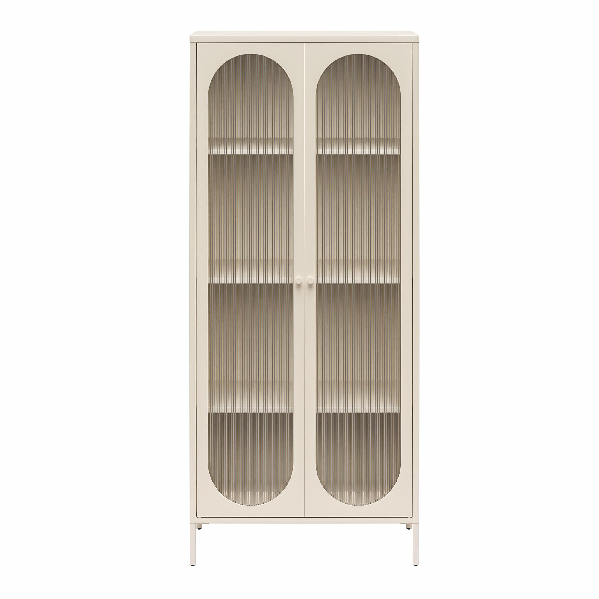 Mr. Kate Luna Tall 2-Door Accent Cabinet with Fluted Glass - Parchment