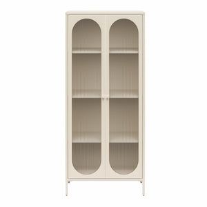 Mr. Kate Luna Tall 2-Door Accent Cabinet with Fluted Glass - Parchment