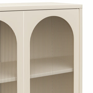 Mr. Kate Luna Tall 2-Door Accent Cabinet with Fluted Glass - Parchment