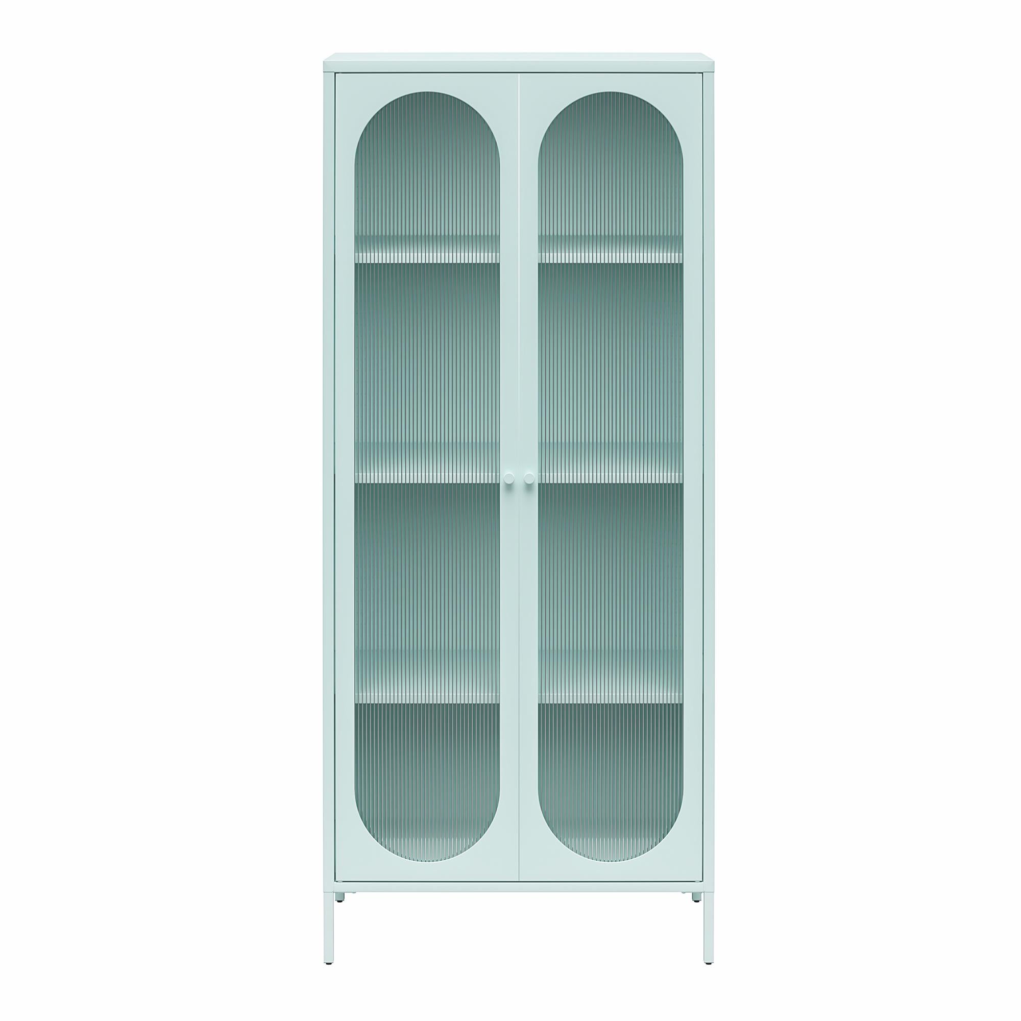 Mr. Kate Luna Tall 2-Door Accent Cabinet with Fluted Glass - Sky Blue