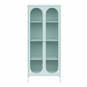 Mr. Kate Luna Tall 2-Door Accent Cabinet with Fluted Glass - Sky Blue