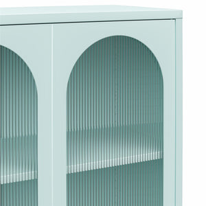 Mr. Kate Luna Tall 2-Door Accent Cabinet with Fluted Glass - Sky Blue