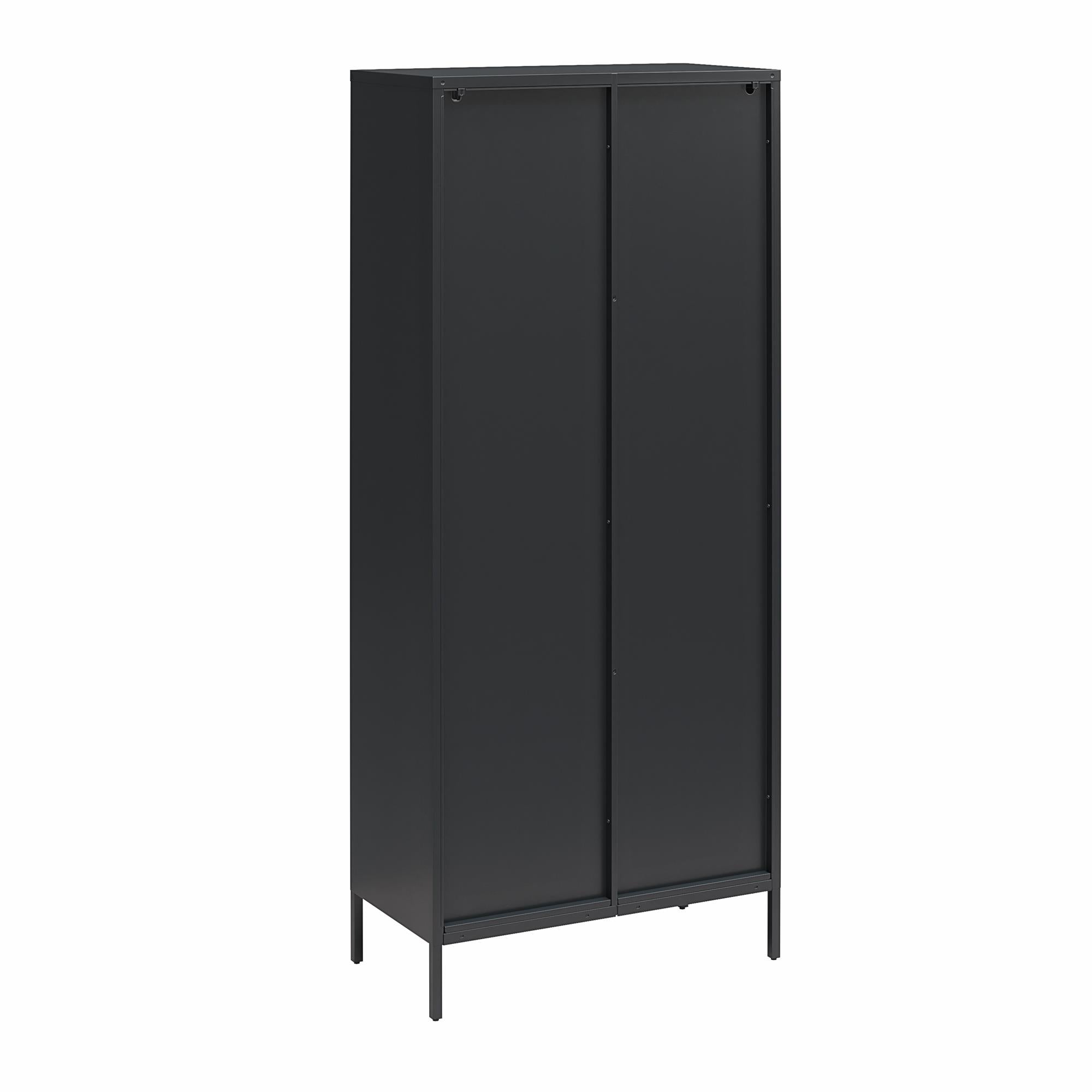 Mr. Kate Luna Tall 2-Door Accent Cabinet with Fluted Glass - Black