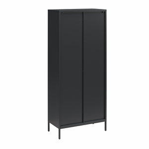 Mr. Kate Luna Tall 2-Door Accent Cabinet with Fluted Glass - Black