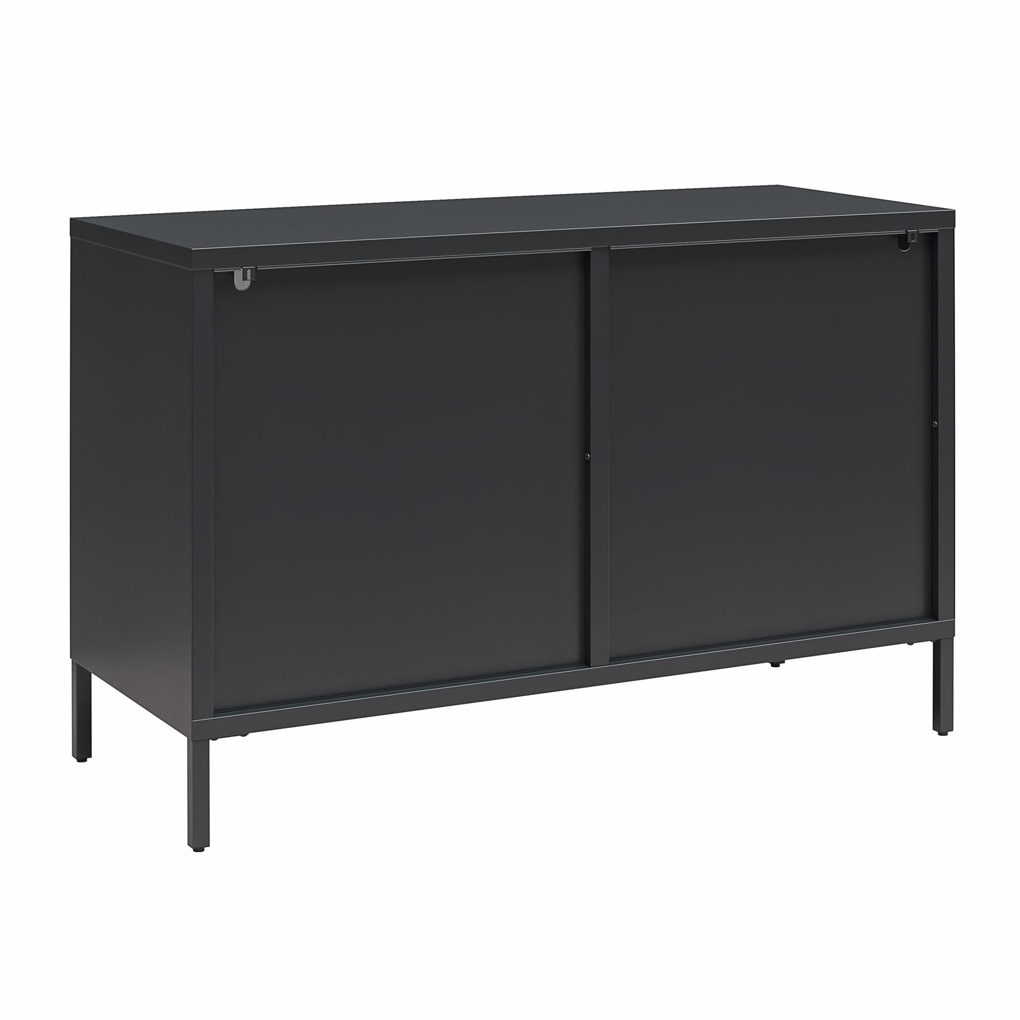 Mr. Kate Luna Wide 2-Door Accent Cabinet with Fluted Glass - Black