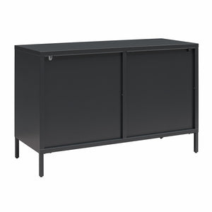 Mr. Kate Luna Wide 2-Door Accent Cabinet with Fluted Glass - Black