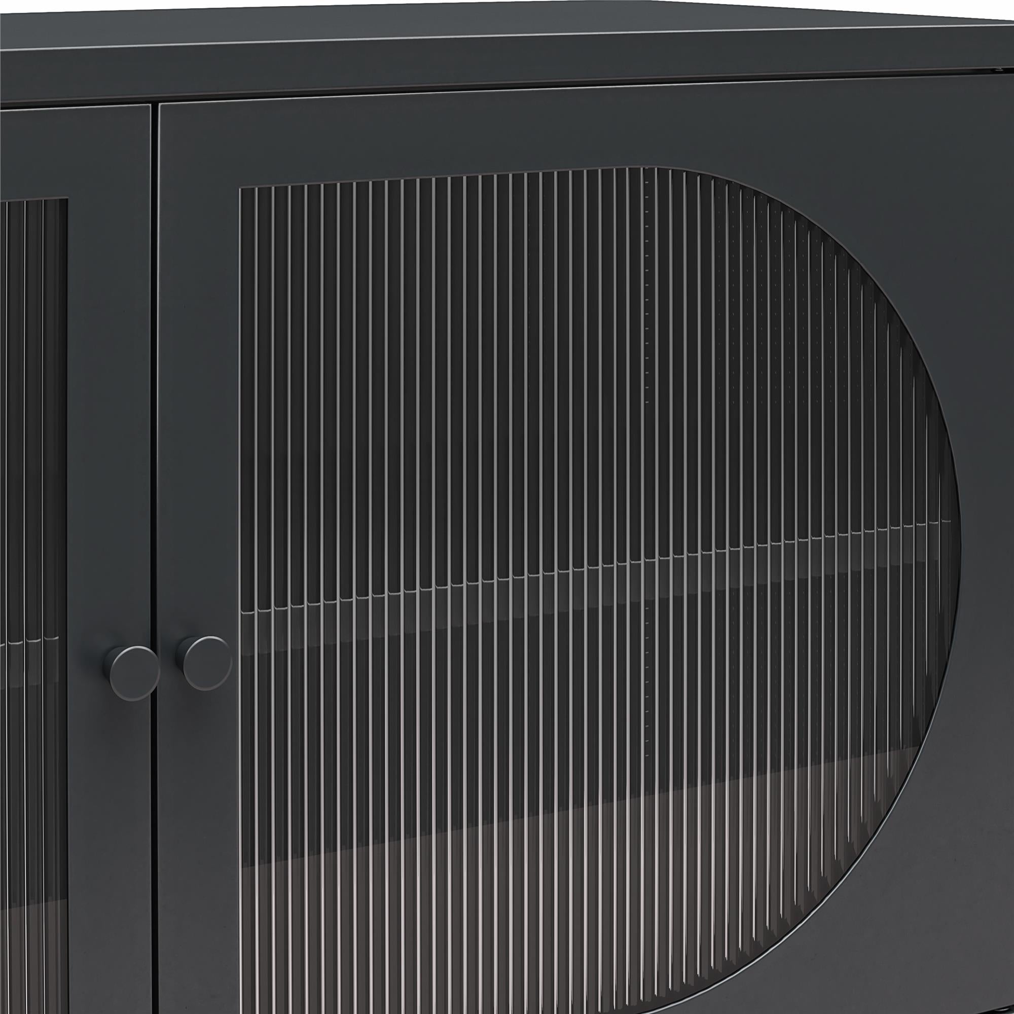 Mr. Kate Luna Wide 2-Door Accent Cabinet with Fluted Glass - Black