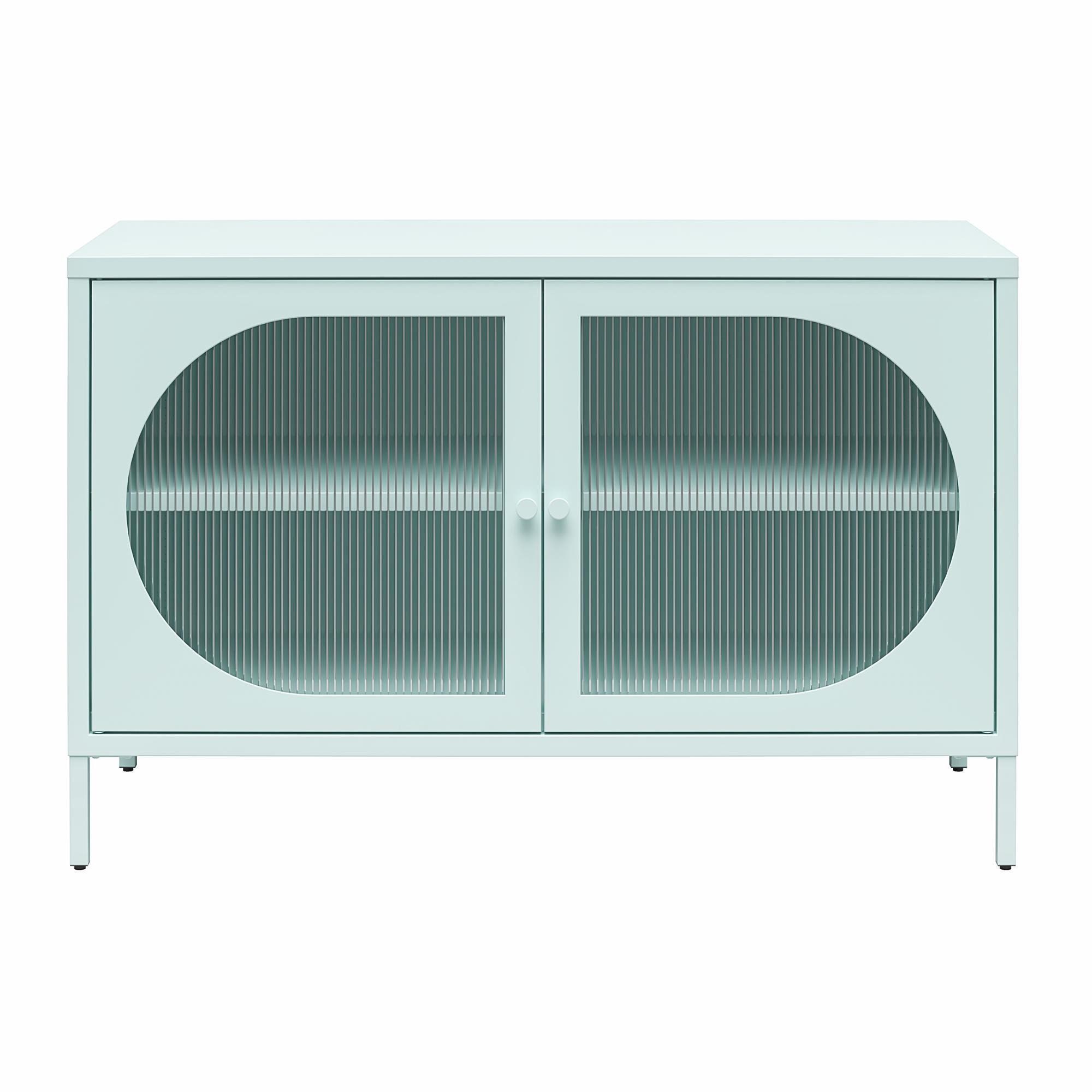 Mr. Kate Luna Wide 2-Door Accent Cabinet with Fluted Glass - Sky Blue