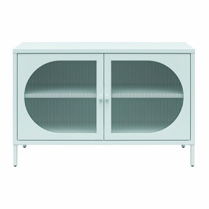 Mr. Kate Luna Wide 2-Door Accent Cabinet with Fluted Glass - Sky Blue