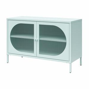 Mr. Kate Luna Wide 2-Door Accent Cabinet with Fluted Glass - Sky Blue