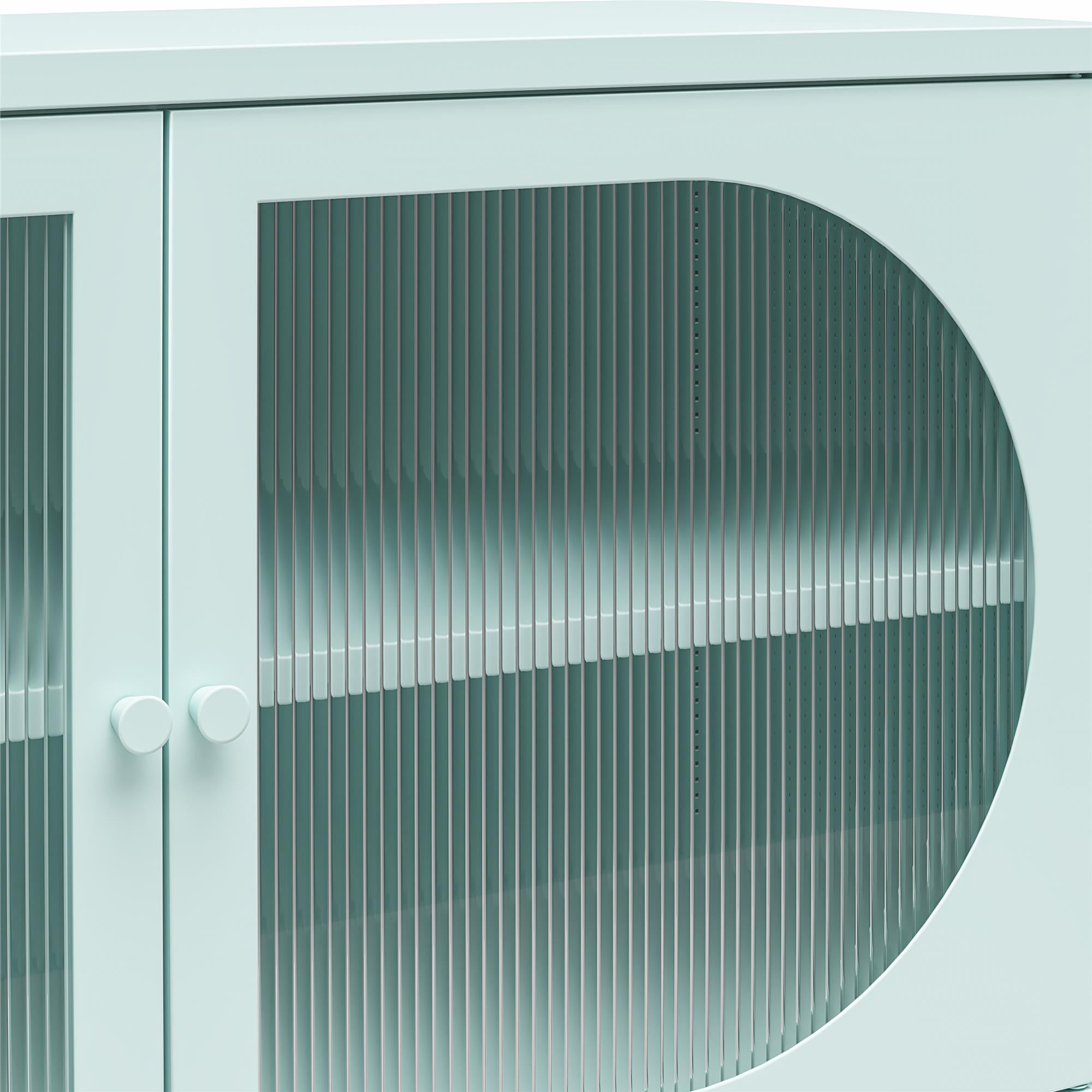 Mr. Kate Luna Wide 2-Door Accent Cabinet with Fluted Glass - Sky Blue