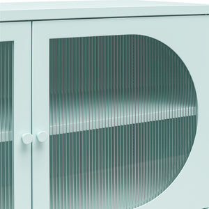 Mr. Kate Luna Wide 2-Door Accent Cabinet with Fluted Glass - Sky Blue
