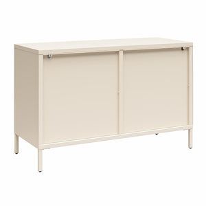 Mr. Kate Luna Wide 2-Door Accent Cabinet with Fluted Glass - Parchment