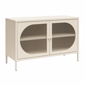 Mr. Kate Luna Wide 2-Door Accent Cabinet with Fluted Glass - Parchment