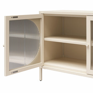 Mr. Kate Luna Wide 2-Door Accent Cabinet with Fluted Glass - Parchment