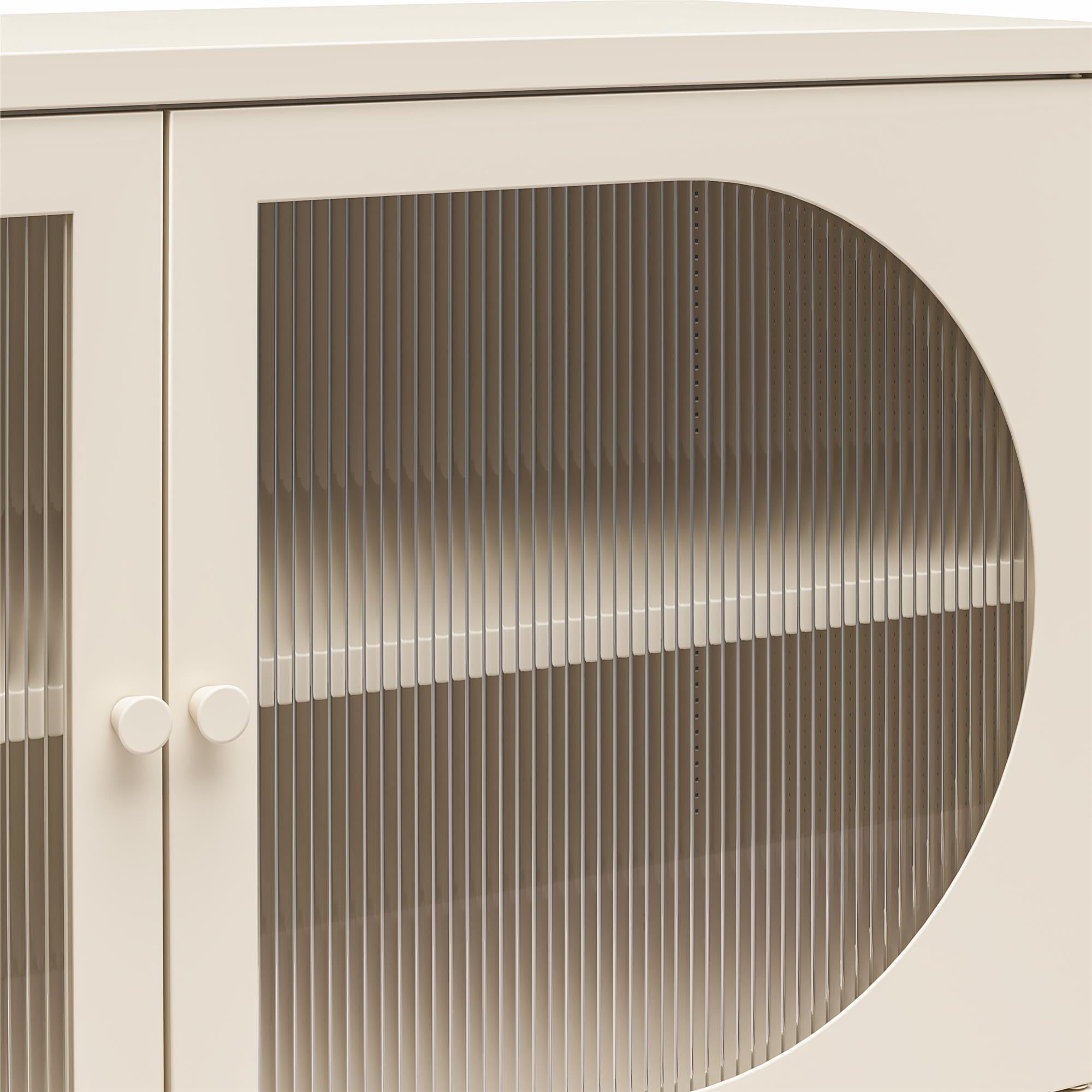 Mr. Kate Luna Wide 2-Door Accent Cabinet with Fluted Glass - Parchment