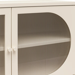 Mr. Kate Luna Wide 2-Door Accent Cabinet with Fluted Glass - Parchment