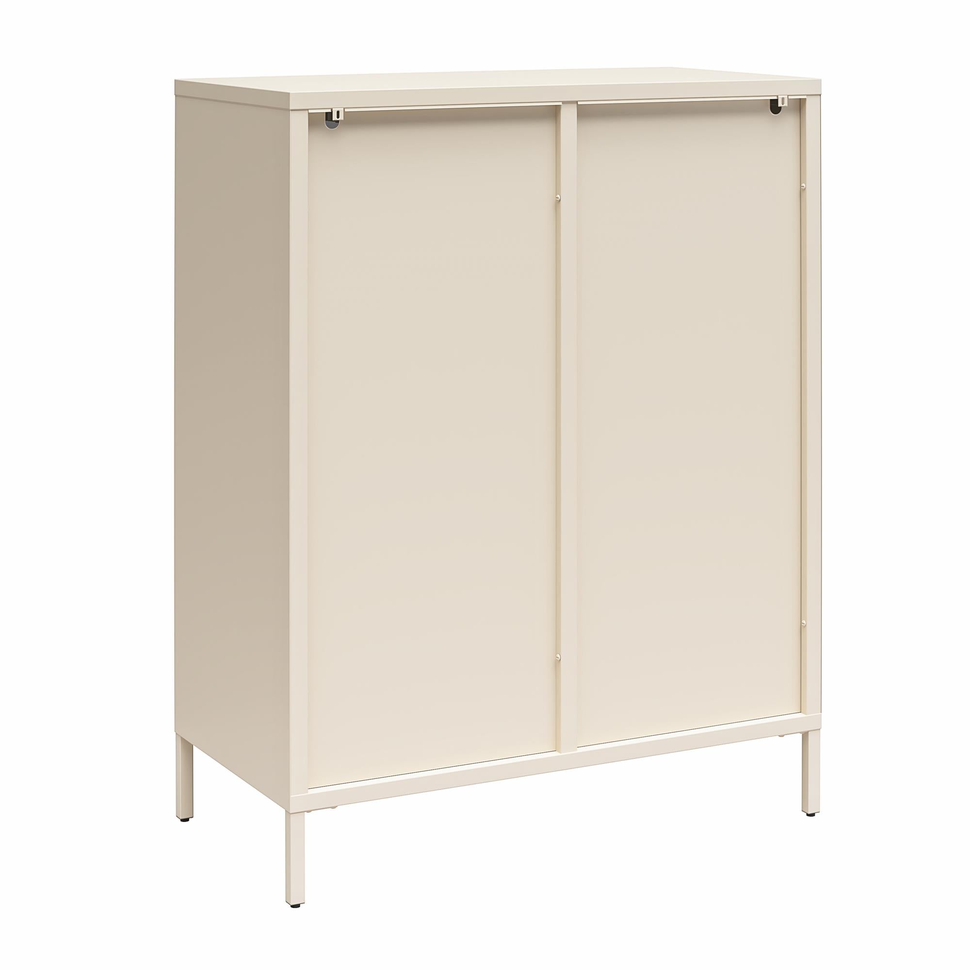 Mr. Kate Luna Short 2-Door Accent Cabinet with Fluted Glass - Parchment
