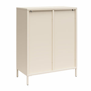 Mr. Kate Luna Short 2-Door Accent Cabinet with Fluted Glass - Parchment