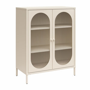 Mr. Kate Luna Short 2-Door Accent Cabinet with Fluted Glass - Parchment