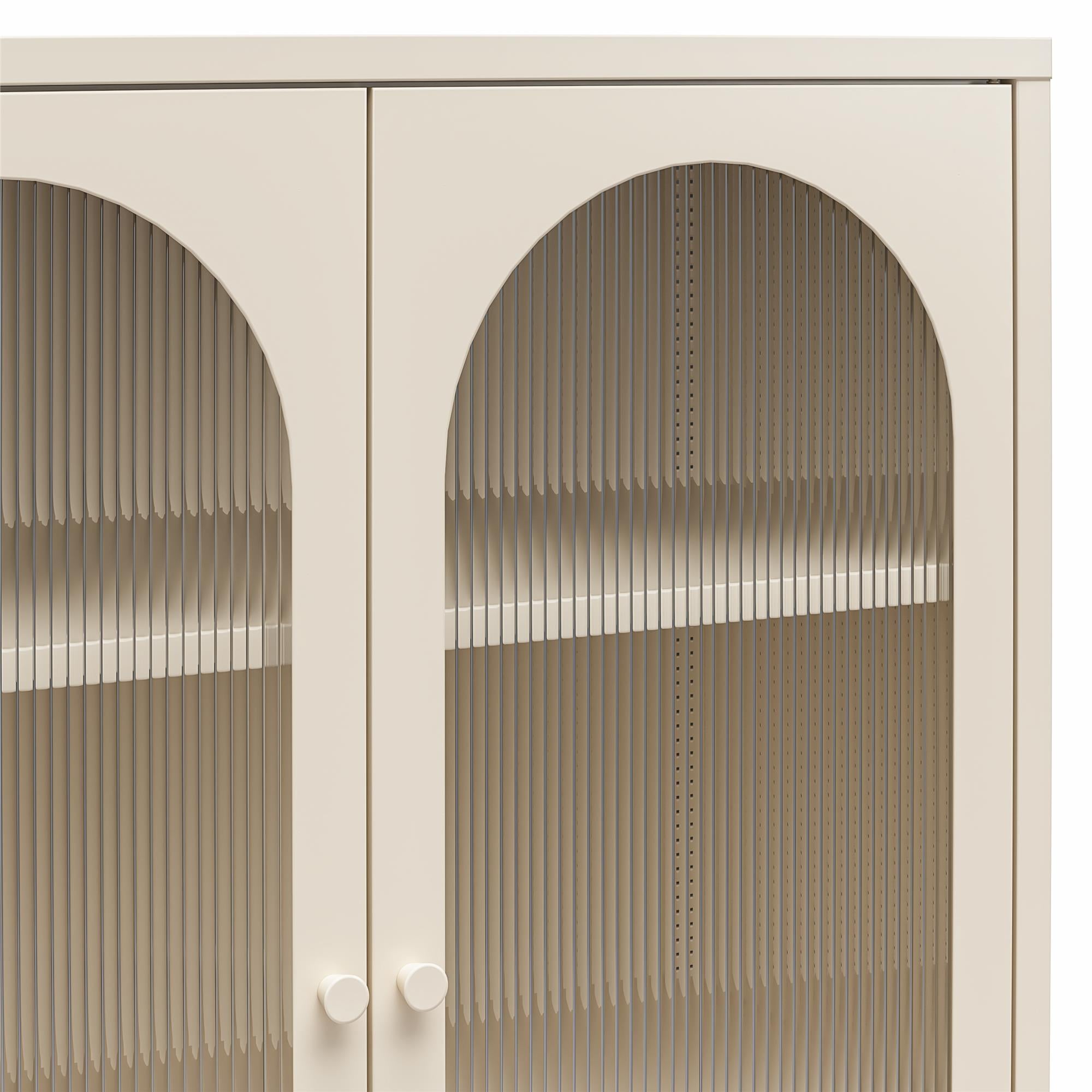 Mr. Kate Luna Short 2-Door Accent Cabinet with Fluted Glass - Parchment