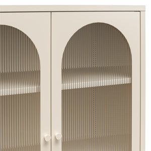 Mr. Kate Luna Short 2-Door Accent Cabinet with Fluted Glass - Parchment