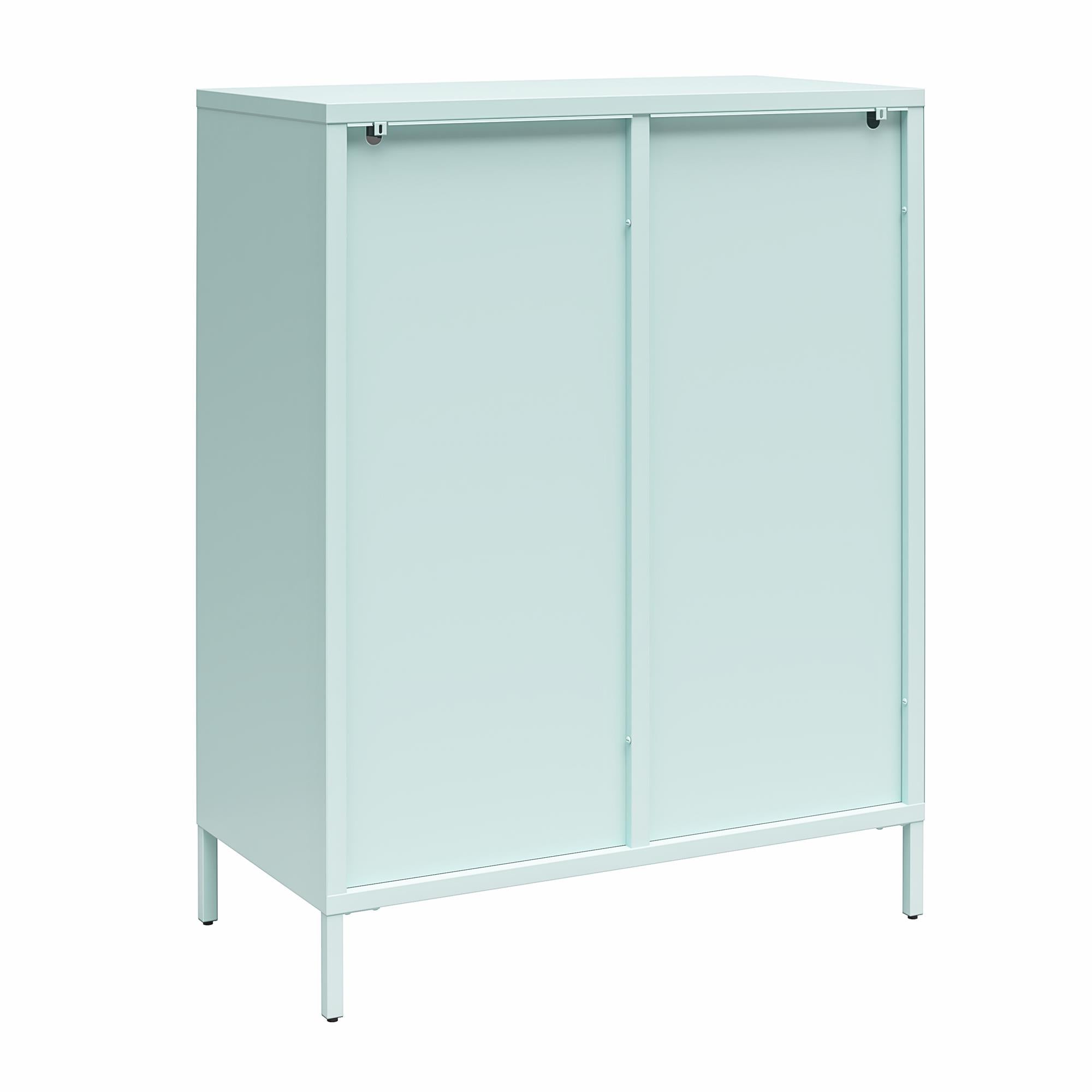 Mr. Kate Luna Short 2-Door Accent Cabinet with Fluted Glass - Sky Blue
