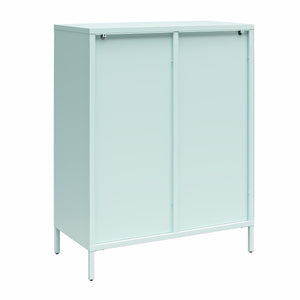 Mr. Kate Luna Short 2-Door Accent Cabinet with Fluted Glass - Sky Blue