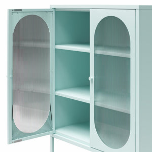 Mr. Kate Luna Short 2-Door Accent Cabinet with Fluted Glass - Sky Blue