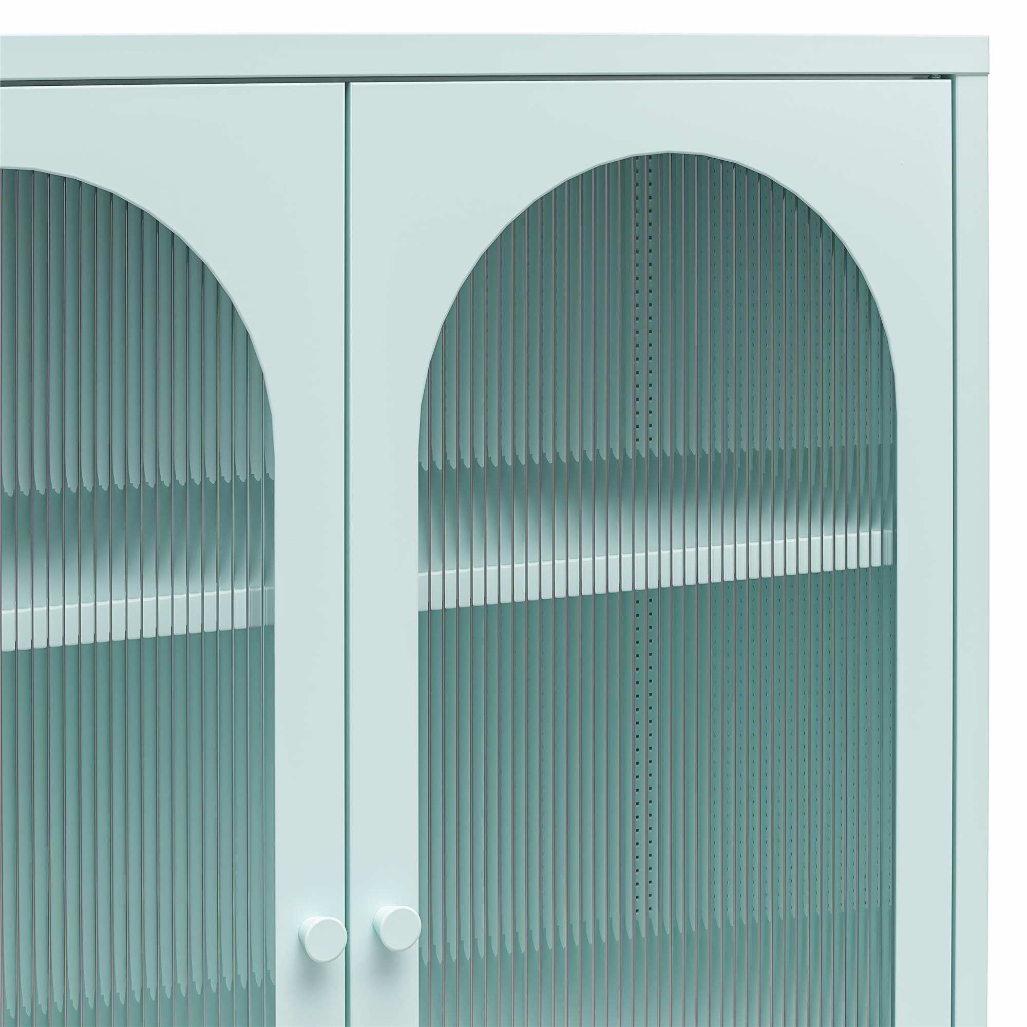 Mr. Kate Luna Short 2-Door Accent Cabinet with Fluted Glass - Sky Blue