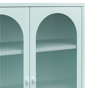 Mr. Kate Luna Short 2-Door Accent Cabinet with Fluted Glass - Sky Blue