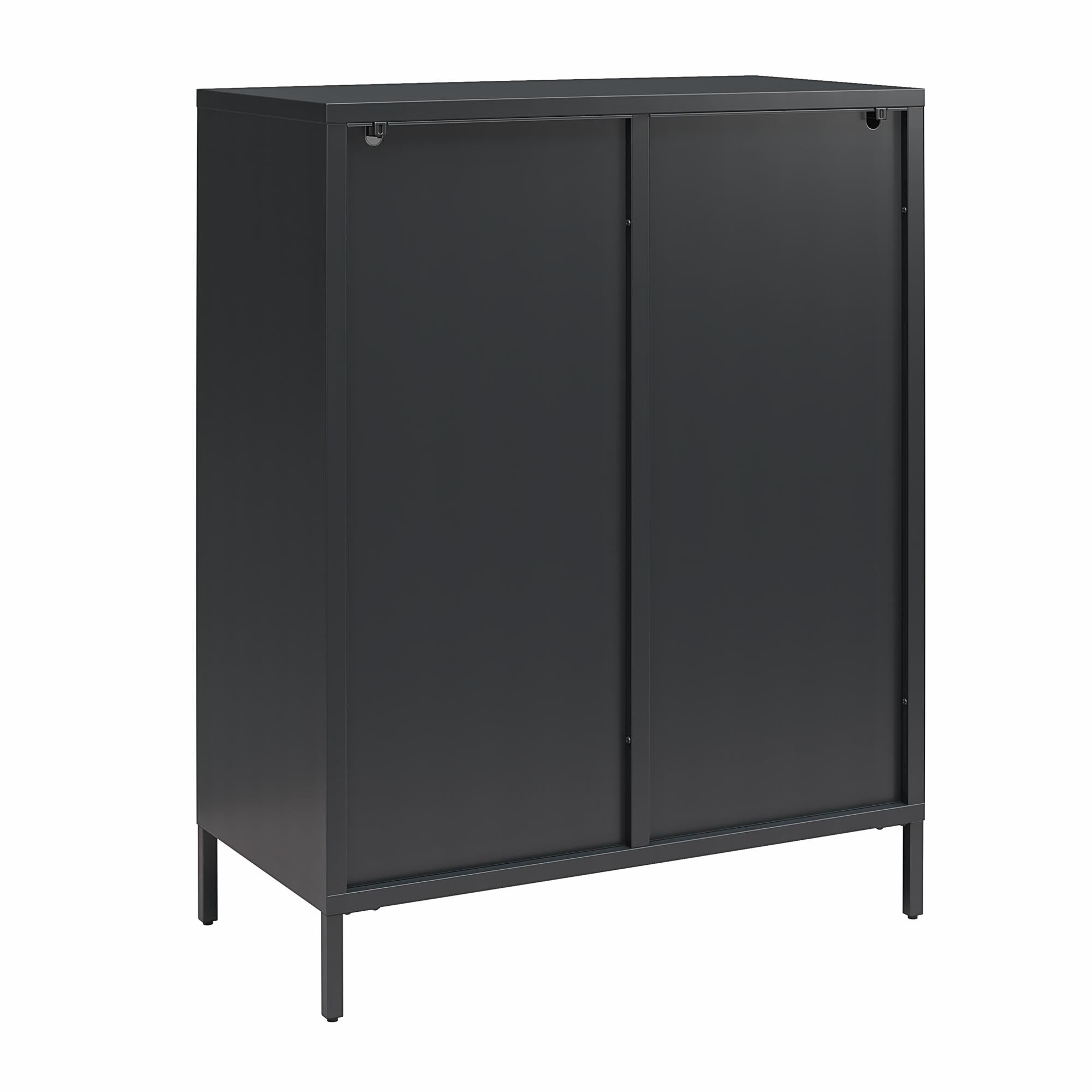 Mr. Kate Luna Short 2-Door Accent Cabinet with Fluted Glass - Black