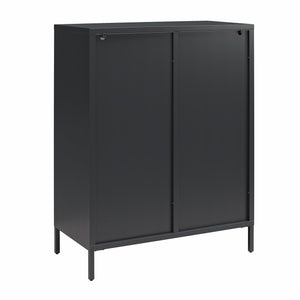 Mr. Kate Luna Short 2-Door Accent Cabinet with Fluted Glass - Black