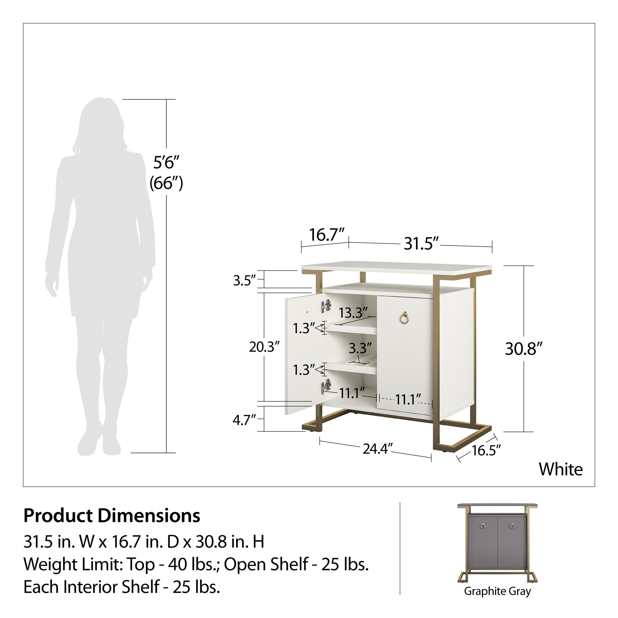 CosmoLiving Camila Bar Cabinet - White