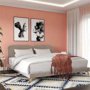 CosmoLiving Coco Upholstered Bed - Taupe - King