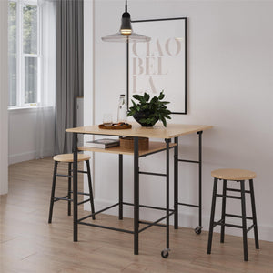 RealRooms Jace Kitchen Pub Set with Drop Leaf - Natural