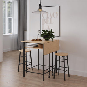 RealRooms Jace Kitchen Pub Set with Drop Leaf - Natural
