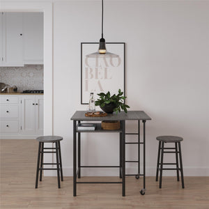 RealRooms Jace Kitchen Pub Set with Drop Leaf - Gray