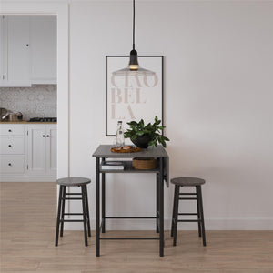 RealRooms Jace Kitchen Pub Set with Drop Leaf - Gray