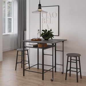 RealRooms Jace Kitchen Pub Set with Drop Leaf - Gray