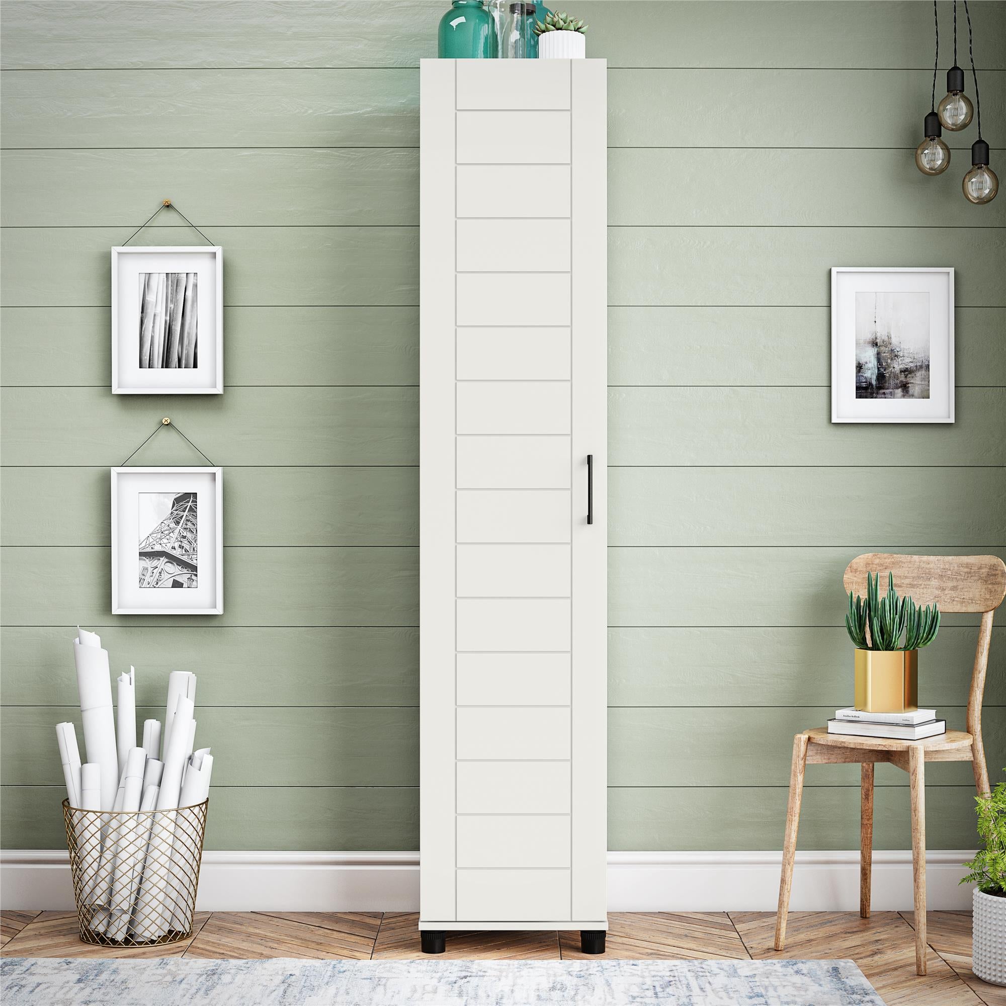 Systembuild Evolution Loxley 16" Wide 1 Door Shiplap Cabinet - White