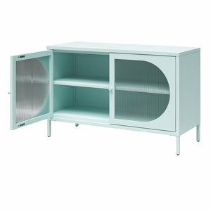 Mr. Kate Luna Wide 2-Door Accent Cabinet with Fluted Glass - Sky Blue