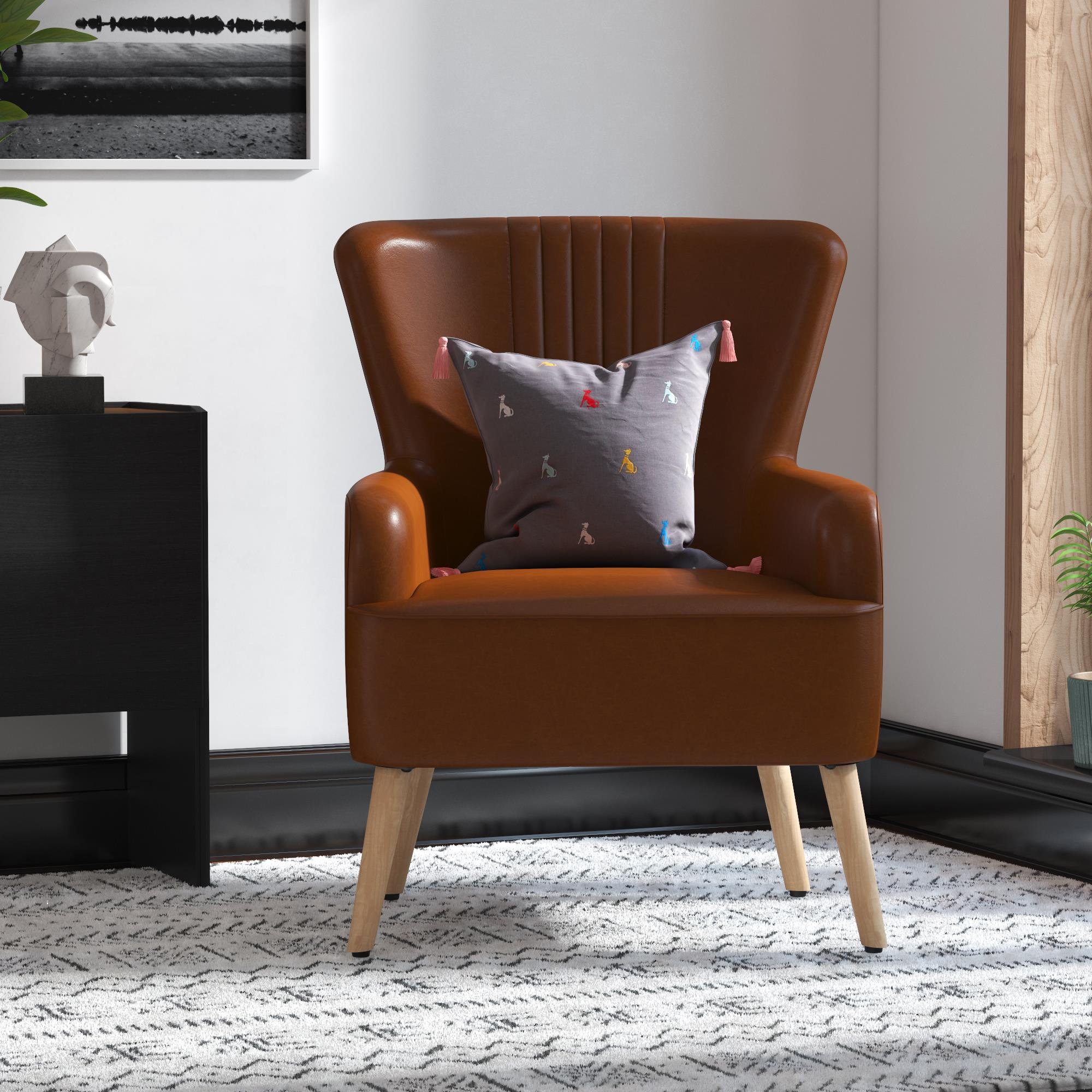 Novogratz William Accent Chair - Camel Faux Leather