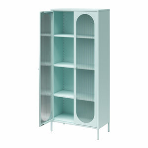 Mr. Kate Luna Tall 2-Door Accent Cabinet with Fluted Glass - Sky Blue