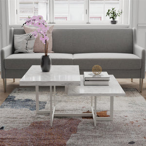 CosmoLiving Brielle Coffee Table - White marble