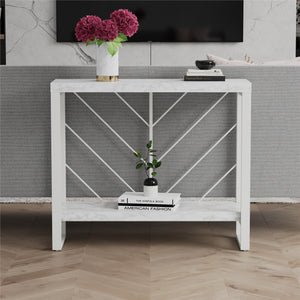 CosmoLiving Brielle Console Table - White marble
