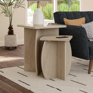 Voler Set of 2 Minimalist Nesting End Tables, Light Oak - Blonde Oak