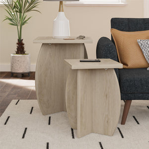 Voler Set of 2 Minimalist Nesting End Tables, Light Oak - Blonde Oak