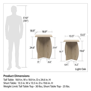 Novogratz Voler Set of 2 Minimalist Nesting End Tables - Blonde Oak