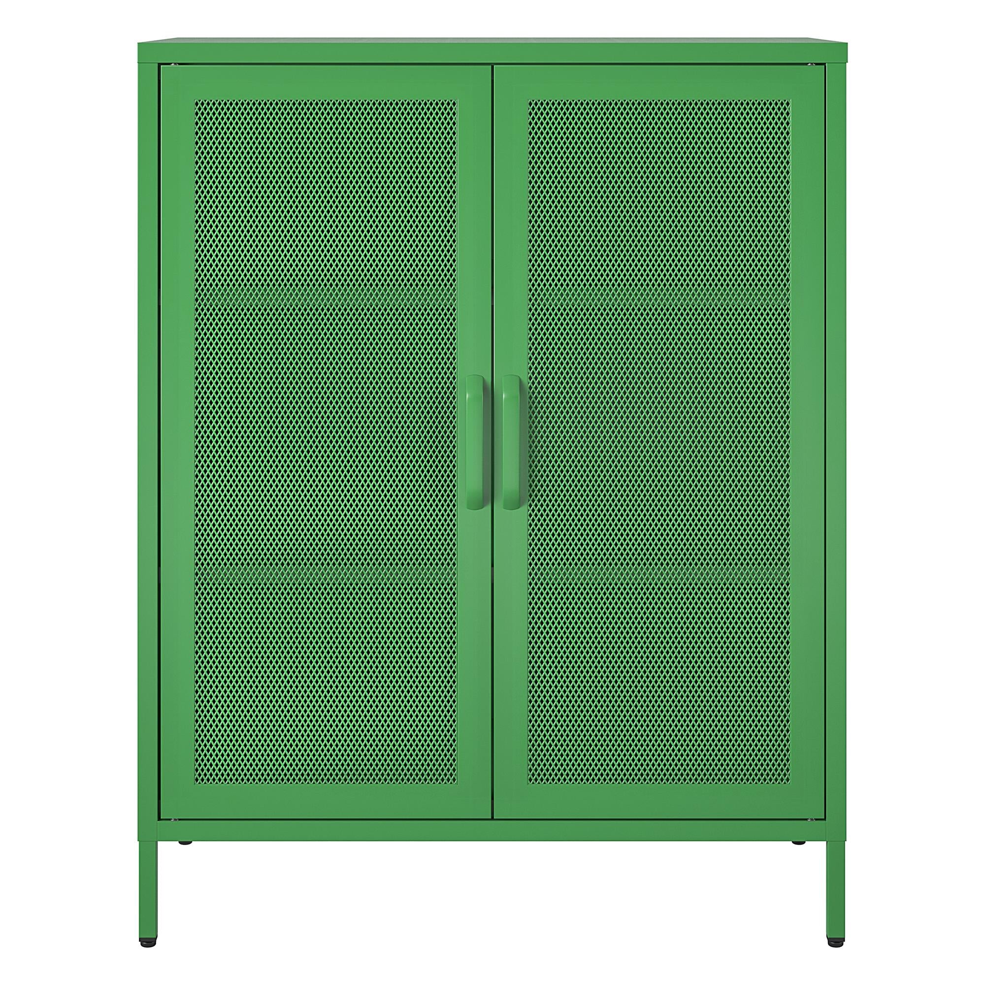 Novogratz Channing 2 Door Accent Cabinet-Mesh Metal Locker - Kelly Green